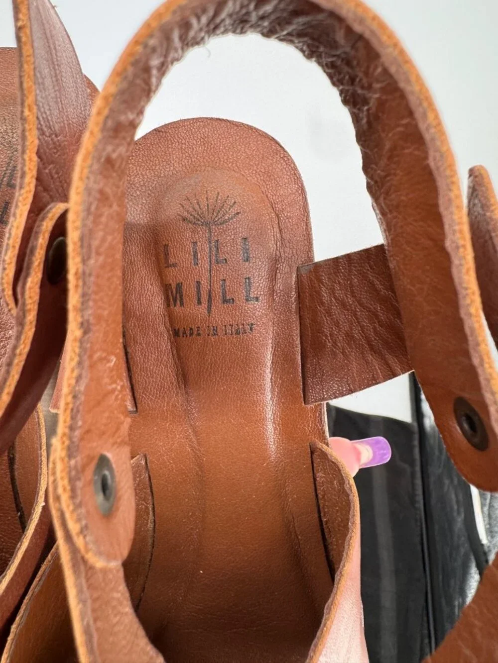 Lili Mill Brown Leather Platform Sandals Women’s Size 40 Italy Adjustable Strap - Picture 10 of 10